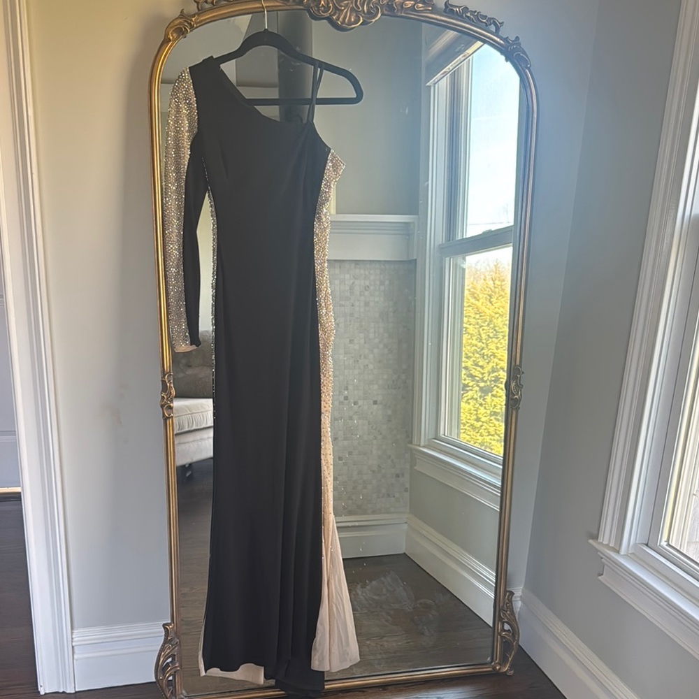 Elegant Black and Silver Evening Gown